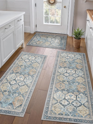 Kitchen Mats for Floor Set of 3 Non-Slip Washable