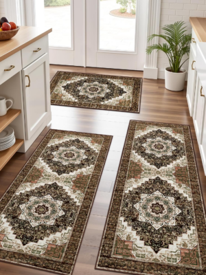 100% Non Slip Kitchen Rugs Sets of 3