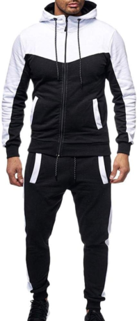 Men Set Full Zip Sweatsuit Outdoor Jogging