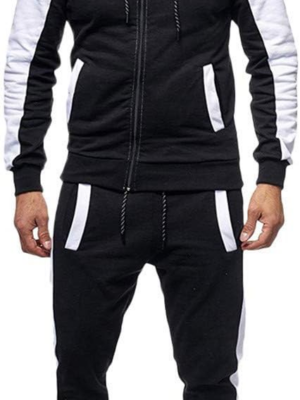 Men Set Full Zip Sweatsuit Outdoor Jogging
