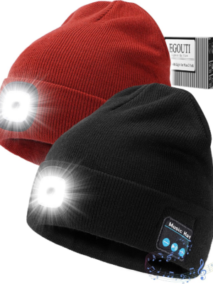 Bluetooth Beanie Hat with Light for Men 2 Pack, LED