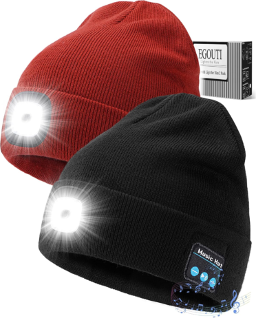 Bluetooth Beanie Hat with Light for Men 2 Pack, LED