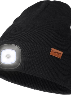 LED Beanie with The Light, Unisex USB Rechargeable Headlamp