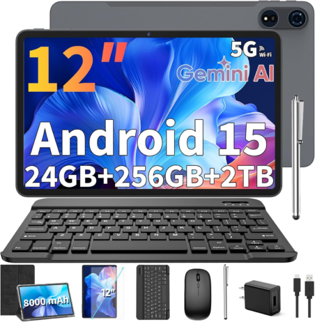 2025 12 Inch Tablet, 24GB（8+16） RAM+256 Storage