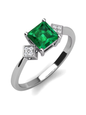 Cut 1.25 Carat Green Emerald Engagement Ring for Women Destiny Jewellery