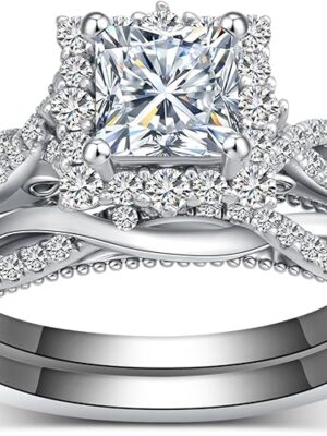 18K White Gold Platinum Plated Infinity Engagement Ring Sets S925 Bridal Ring Sets for Women