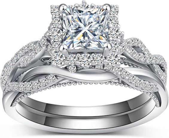 18K White Gold Platinum Plated Infinity Engagement Ring Sets S925 Bridal Ring Sets for Women