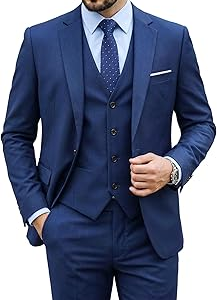 3 Piece Suit Set with Tie, One Button Jacket Vest Pants, Prom Party Wedding Business