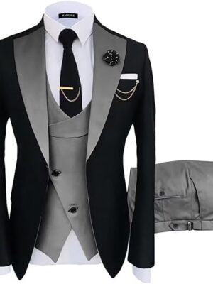 Wangyue Mens Suit 3 Piece Slim Fit