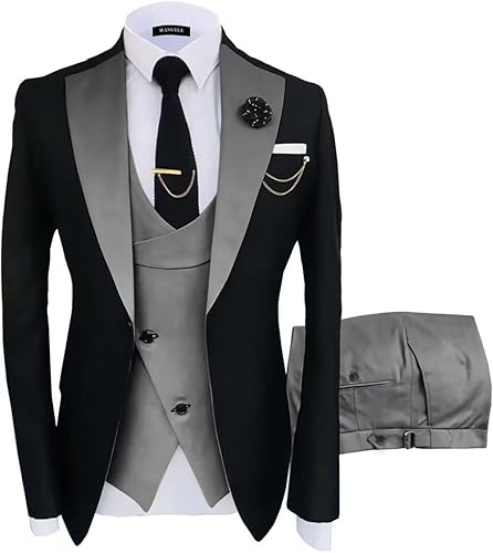 Wangyue Mens Suit 3 Piece Slim Fit