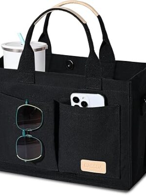 Canvas Tote Bag for Women Crossbody Work Purse with Pockets Top Handle Handbag