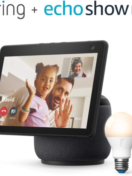 All-new Echo Show 10 (3rd Gen) - Charcoal - bundle with Ring A19 Smart LED Bulb