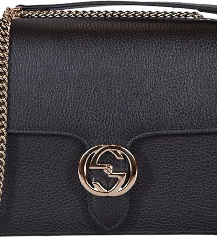 Gucci Women's Black Leather 510304 Interlocking GG Crossbody Purse Handbag