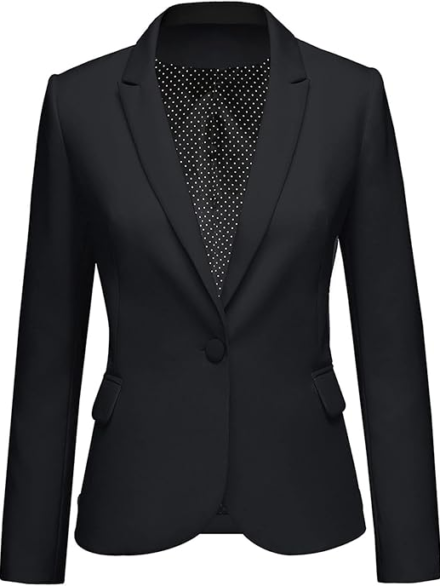 LookbookStore Womens Notched Lapel Pockets Button Work Office Blazer Jacket Suit