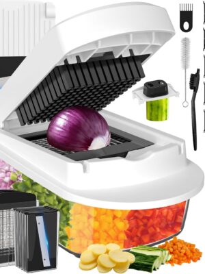 8 Blade All-in-1 Vegetable Chopper Mandoline Slicer with Container, Food Chopper