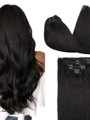GOO GOO Clip in Hair Extensions Real Human Hair, Remy Human Hair Extensions Clip